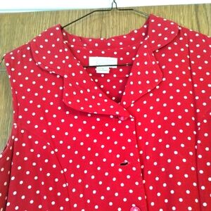 Christopher and Banks, size 4,Red midi sleeveless dress with white polka dots.